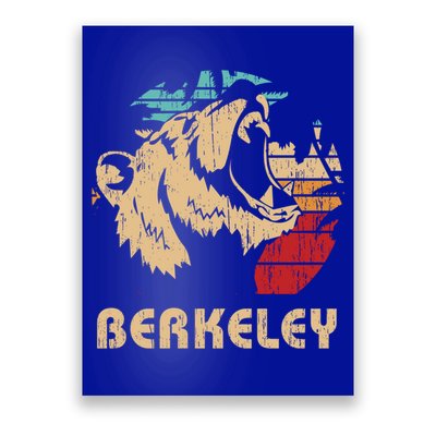 Berkeley Retro Bear Roaring Design Cute Gift Berkeley California Gift Poster