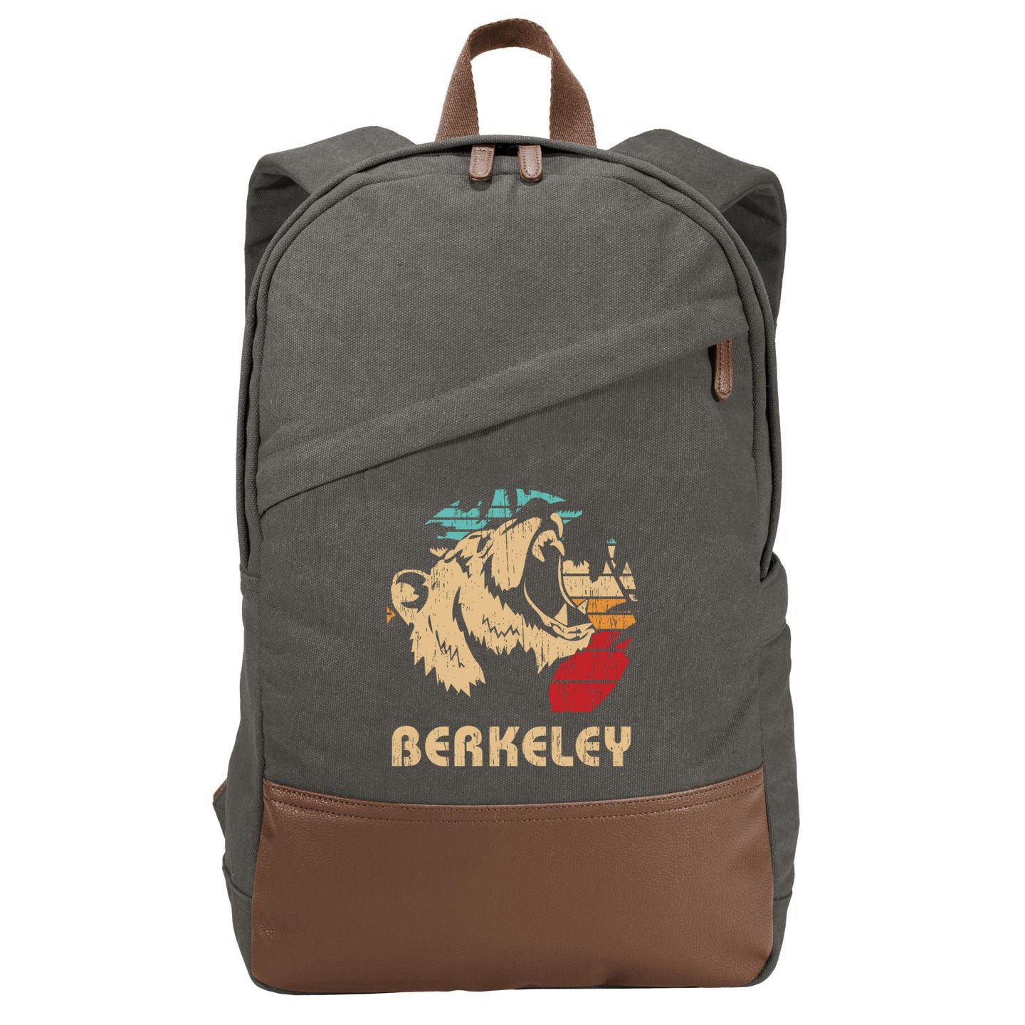 Berkeley Retro Bear Roaring Design Cute Gift Berkeley California Gift Cotton Canvas Backpack