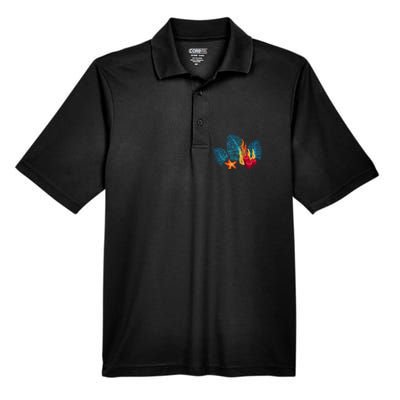 Bright Red Blue Coral Seaweed Marine Life Sea Life Starfish Men's Origin Performance Pique Polo