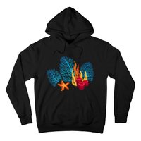 Bright Red Blue Coral Seaweed Marine Life Sea Life Starfish Hoodie