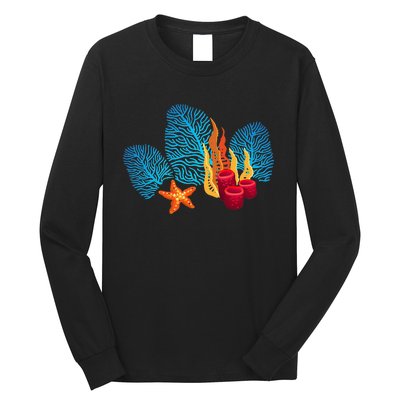 Bright Red Blue Coral Seaweed Marine Life Sea Life Starfish Long Sleeve Shirt