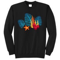 Bright Red Blue Coral Seaweed Marine Life Sea Life Starfish Sweatshirt