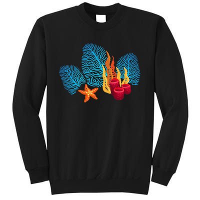 Bright Red Blue Coral Seaweed Marine Life Sea Life Starfish Sweatshirt