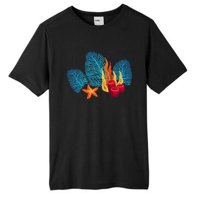 Bright Red Blue Coral Seaweed Marine Life Sea Life Starfish Tall Fusion ChromaSoft Performance T-Shirt