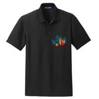 Bright Red Blue Coral Seaweed Marine Life Sea Life Starfish Dry Zone Grid Polo