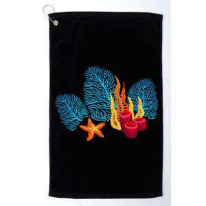 Bright Red Blue Coral Seaweed Marine Life Sea Life Starfish Platinum Collection Golf Towel