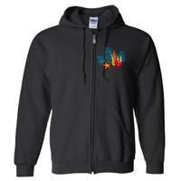 Bright Red Blue Coral Seaweed Marine Life Sea Life Starfish Full Zip Hoodie