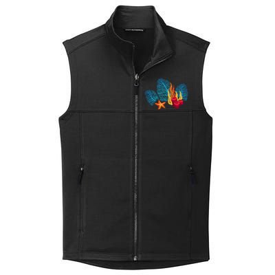 Bright Red Blue Coral Seaweed Marine Life Sea Life Starfish Collective Smooth Fleece Vest