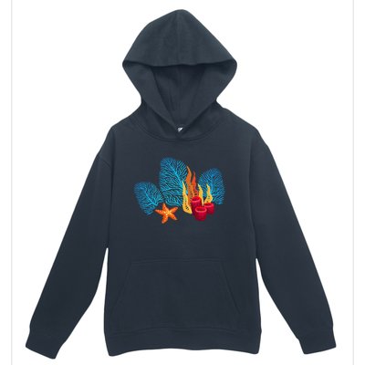 Bright Red Blue Coral Seaweed Marine Life Sea Life Starfish Urban Pullover Hoodie