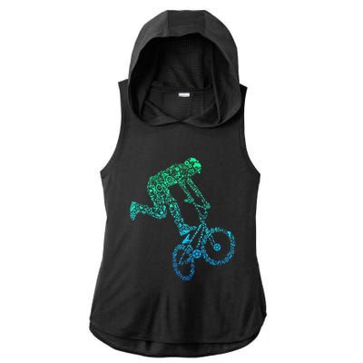 Bmx Rider Bike Bicycle Stunt Racing Ladies PosiCharge Tri-Blend Wicking Draft Hoodie Tank