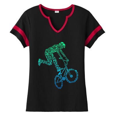 Bmx Rider Bike Bicycle Stunt Racing Ladies Halftime Notch Neck Tee