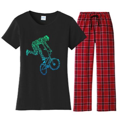 Bmx Rider Bike Bicycle Stunt Racing Women's Flannel Pajama Set