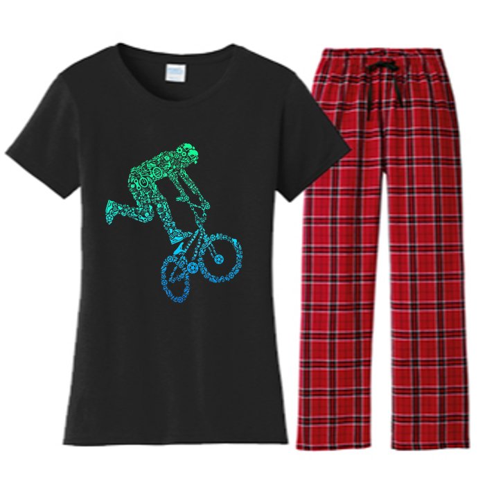 Bmx Rider Bike Bicycle Stunt Racing Women's Flannel Pajama Set