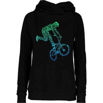 Bmx Rider Bike Bicycle Stunt Racing Womens Funnel Neck Pullover Hood