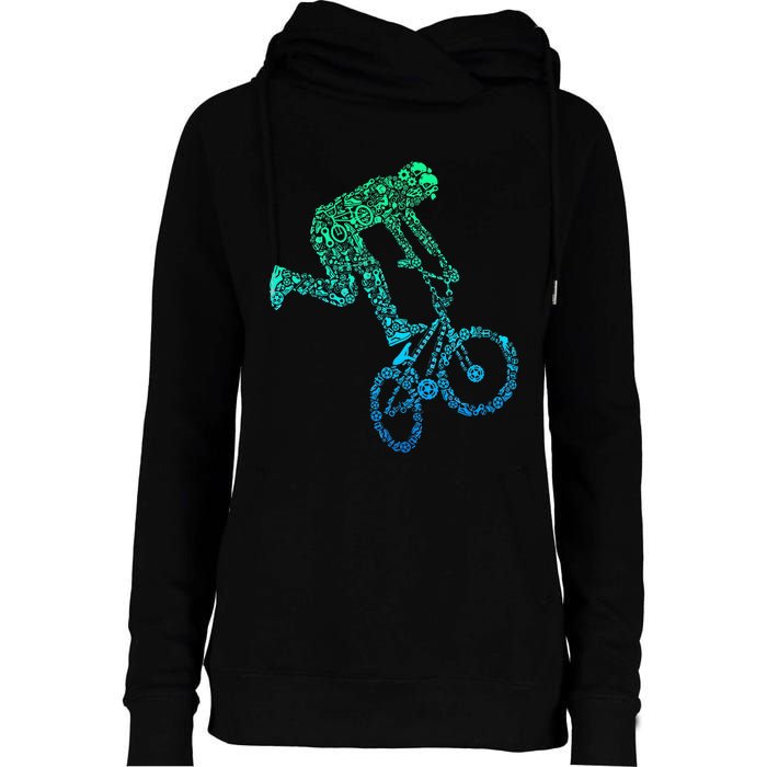 Bmx Rider Bike Bicycle Stunt Racing Womens Funnel Neck Pullover Hood