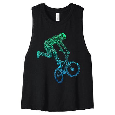 Bmx Rider Bike Bicycle Stunt Racing Women's Racerback Cropped Tank