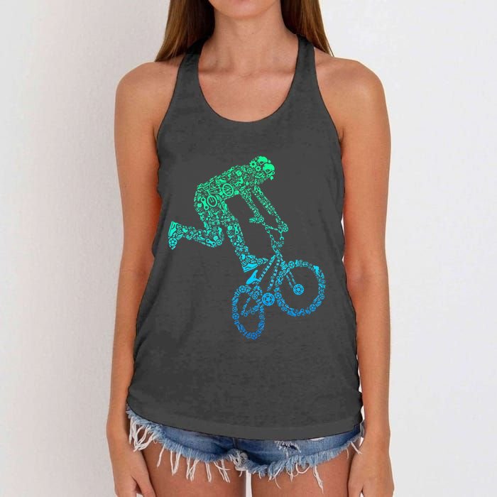 Bmx Rider Bike Bicycle Stunt Racing Women's Knotted Racerback Tank