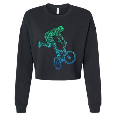 Bmx Rider Bike Bicycle Stunt Racing Cropped Pullover Crew