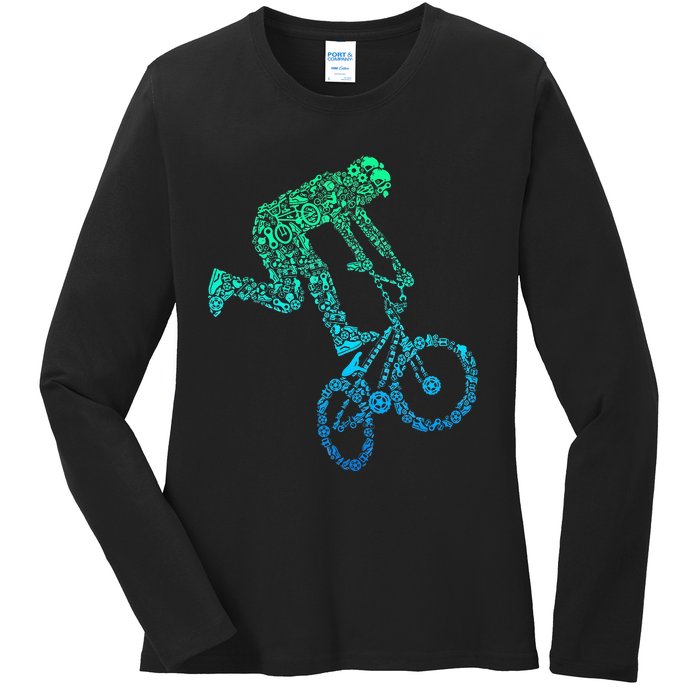 Bmx Rider Bike Bicycle Stunt Racing Ladies Long Sleeve Shirt