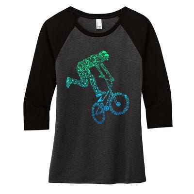 Bmx Rider Bike Bicycle Stunt Racing Women's Tri-Blend 3/4-Sleeve Raglan Shirt