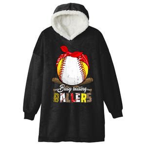 Busy Raising Ballers Softball Baseball Mom Life Gifts Mom Hooded Wearable Blanket