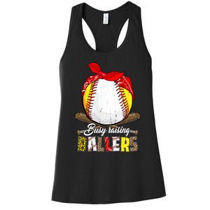 Busy Raising Ballers Softball Baseball Mom Life Gifts Mom Women's Racerback Tank