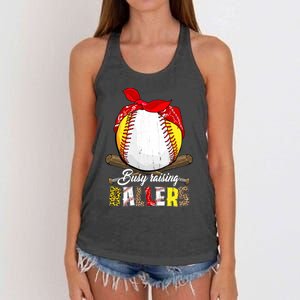 Busy Raising Ballers Softball Baseball Mom Life Gifts Mom Women's Knotted Racerback Tank