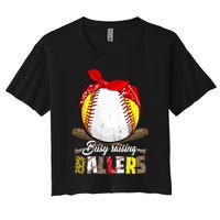 Busy Raising Ballers Softball Baseball Mom Life Gifts Mom Women's Crop Top Tee