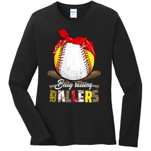 Busy Raising Ballers Softball Baseball Mom Life Gifts Mom Ladies Long Sleeve Shirt