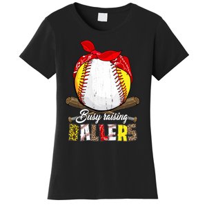 Busy Raising Ballers Softball Baseball Mom Life Gifts Mom Women's T-Shirt