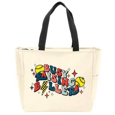 Busy Raising Ballers Funny Softball Lover Mothers Day Zip Tote Bag