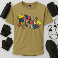 Busy Raising Ballers Funny Softball Lover Mothers Day Cooling Performance Crew T-Shirt
