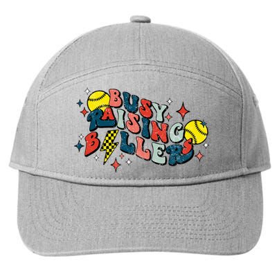 Busy Raising Ballers Funny Softball Lover Mothers Day 7-Panel Snapback Hat