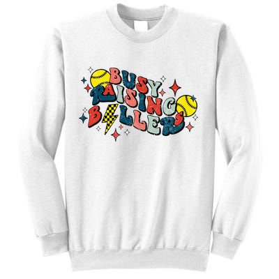 Busy Raising Ballers Funny Softball Lover Mothers Day Sweatshirt