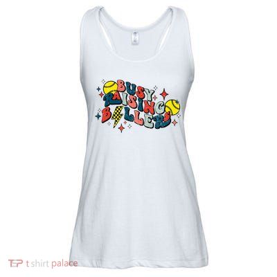 Busy Raising Ballers Funny Softball Lover Mothers Day Ladies Essential Flowy Tank
