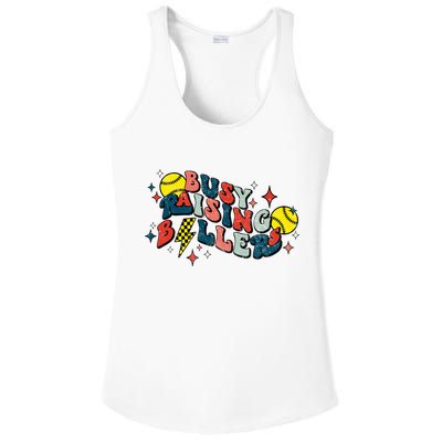 Busy Raising Ballers Funny Softball Lover Mothers Day Ladies PosiCharge Competitor Racerback Tank