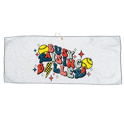 Busy Raising Ballers Funny Softball Lover Mothers Day Large Microfiber Waffle Golf Towel