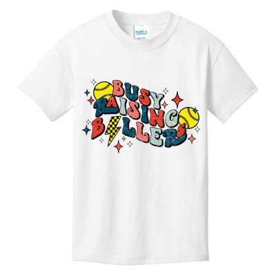 Busy Raising Ballers Funny Softball Lover Mothers Day Kids T-Shirt