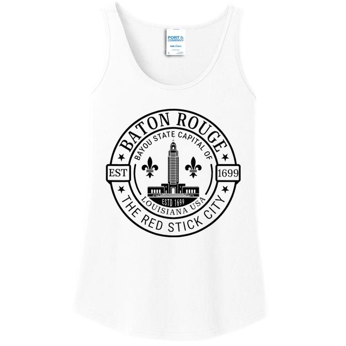 Baton Rouge Bayou State Capital Of Louisiana Usa Est 1699 Ladies Essential Tank