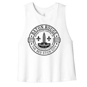 Baton Rouge Bayou State Capital Of Louisiana Usa Est 1699 Women's Racerback Cropped Tank