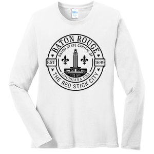 Baton Rouge Bayou State Capital Of Louisiana Usa Est 1699 Ladies Long Sleeve Shirt