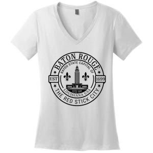 Baton Rouge Bayou State Capital Of Louisiana Usa Est 1699 Women's V-Neck T-Shirt