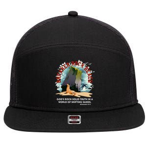 Breaker Rock Beach Gods Rock Solid Truth In A World Vbs 2024 7 Panel Mesh Trucker Snapback Hat