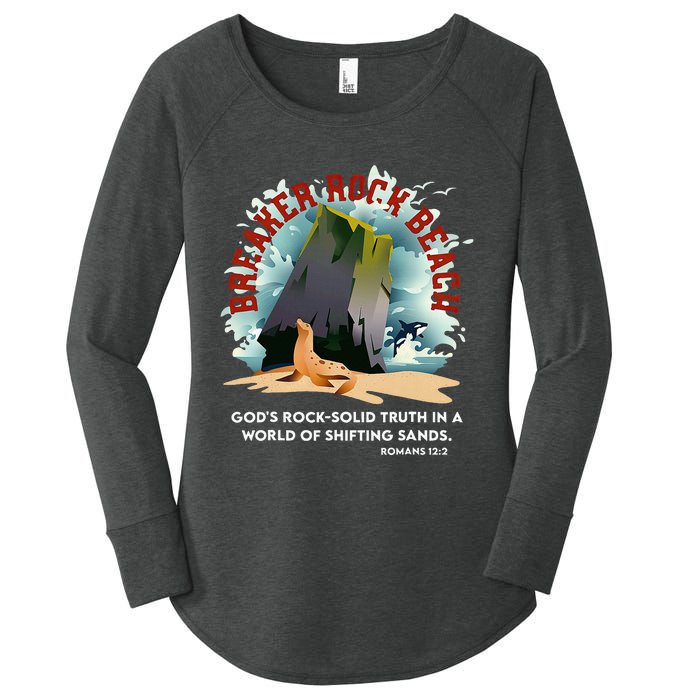 Breaker Rock Beach Gods Rock Solid Truth In A World Vbs 2024 Women's Perfect Tri Tunic Long Sleeve Shirt