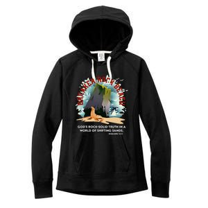 Breaker Rock Beach Gods Rock Solid Truth In A World Vbs 2024 Women's Fleece Hoodie