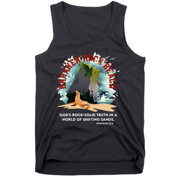 Breaker Rock Beach Gods Rock Solid Truth In A World Vbs 2024 Tank Top