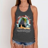 Breaker Rock Beach Gods Rock Solid Truth In A World Vbs 2024 Women's Knotted Racerback Tank