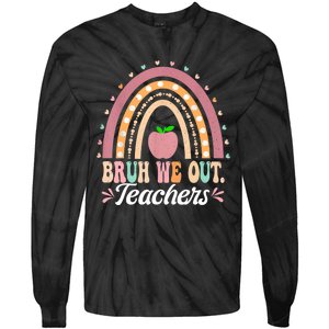 Boho Rainbow Bruh We Out Teachers End Of School Year Teacher Gift Tie-Dye Long Sleeve Shirt