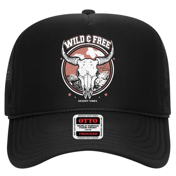 Bull Riding Bull Rider Gift Western Country Rodeo High Crown Mesh Back Trucker Hat