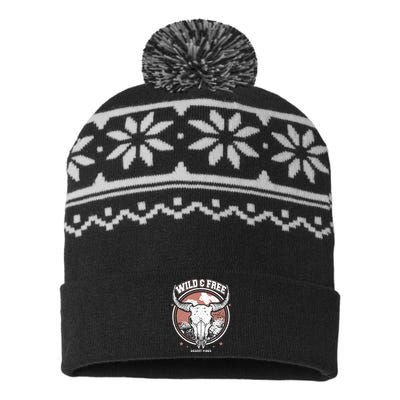 Bull Riding Bull Rider Gift Western Country Rodeo USA-Made Snowflake Beanie